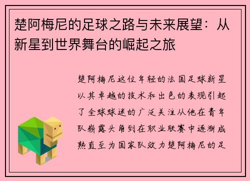 楚阿梅尼的足球之路与未来展望：从新星到世界舞台的崛起之旅
